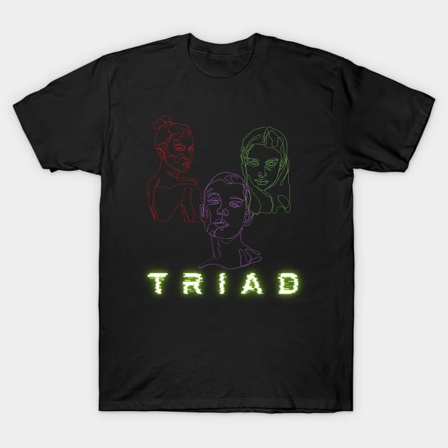 Triad Love Relationship Tree Way Romance T-Shirt by Ognisty Apparel